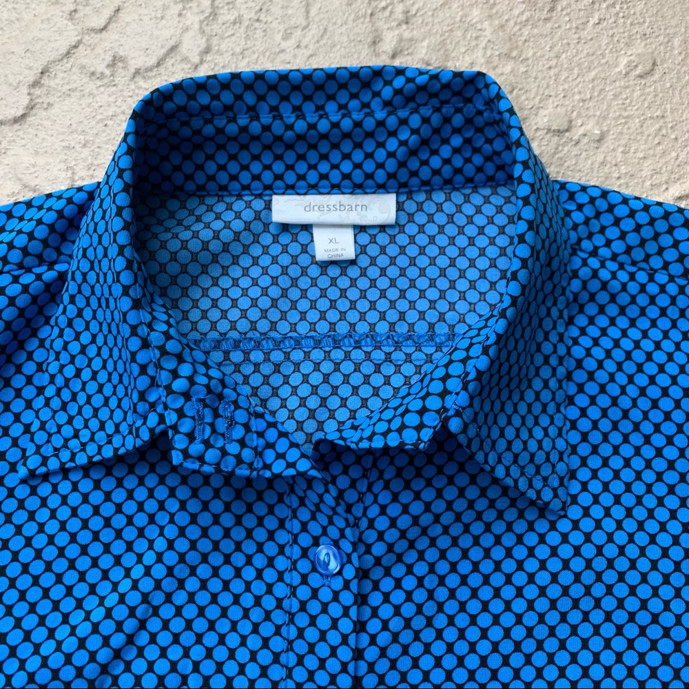 Dress barn 3/4 Sleeve Polka Dot Button Down Blouse